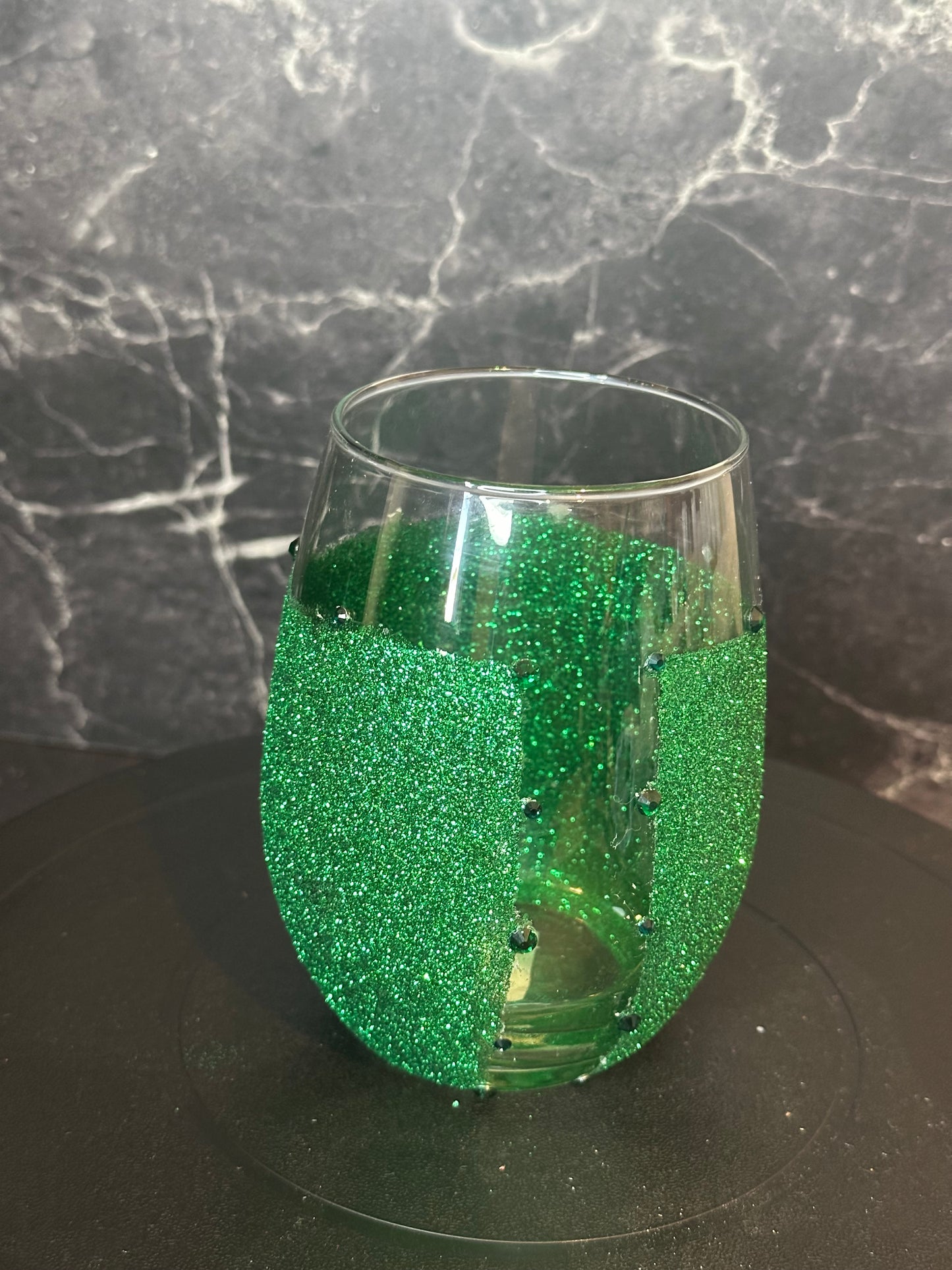 Twin Shinning Green Stemless Wine Glass