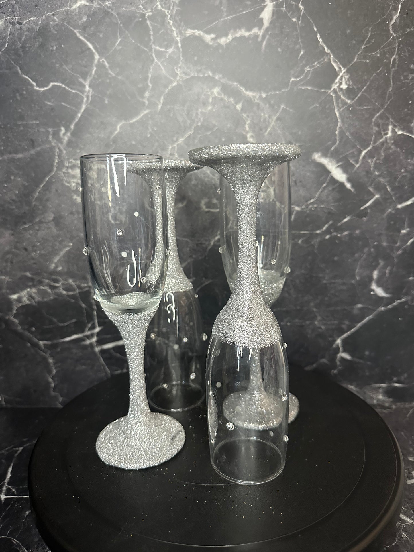 Silver Twinkling Flute Wine Glass