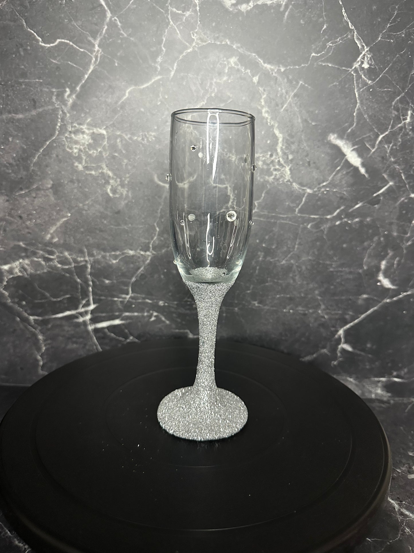 Silver Twinkling Flute Wine Glass