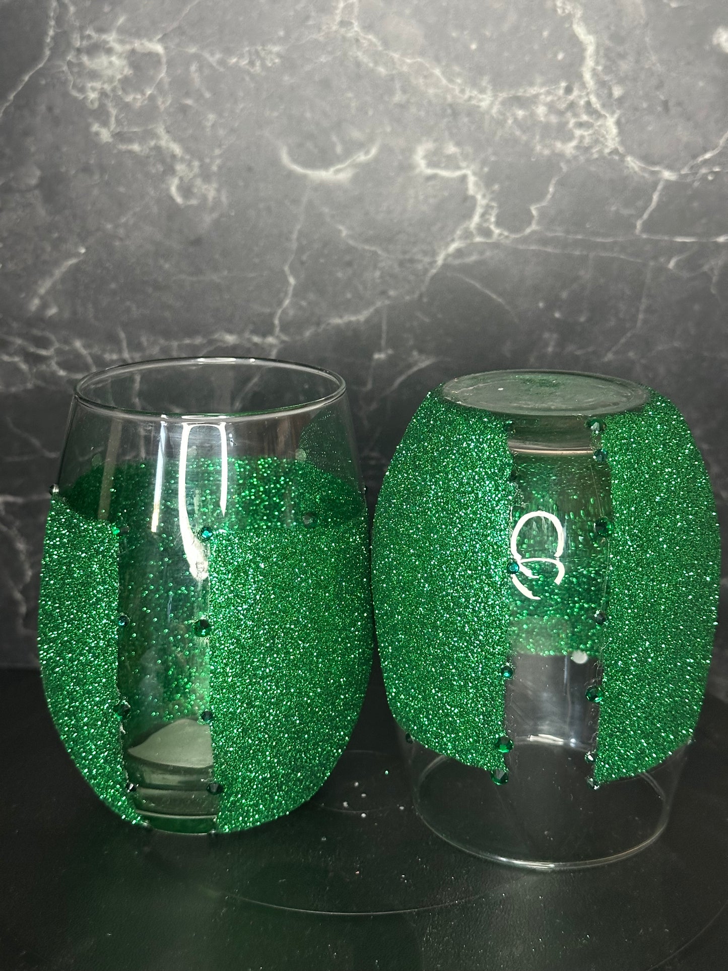 Twin Shinning Green Stemless Wine Glass